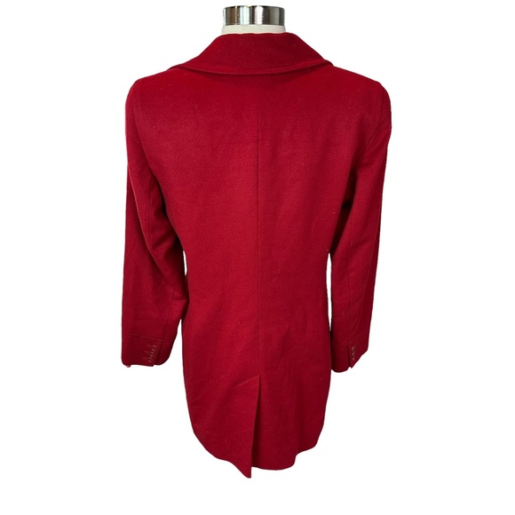 Jaeger Pea Coat Womens Wool Soft Stretch Pockets Collared Button Up Red 10 - Picture 4 of 11